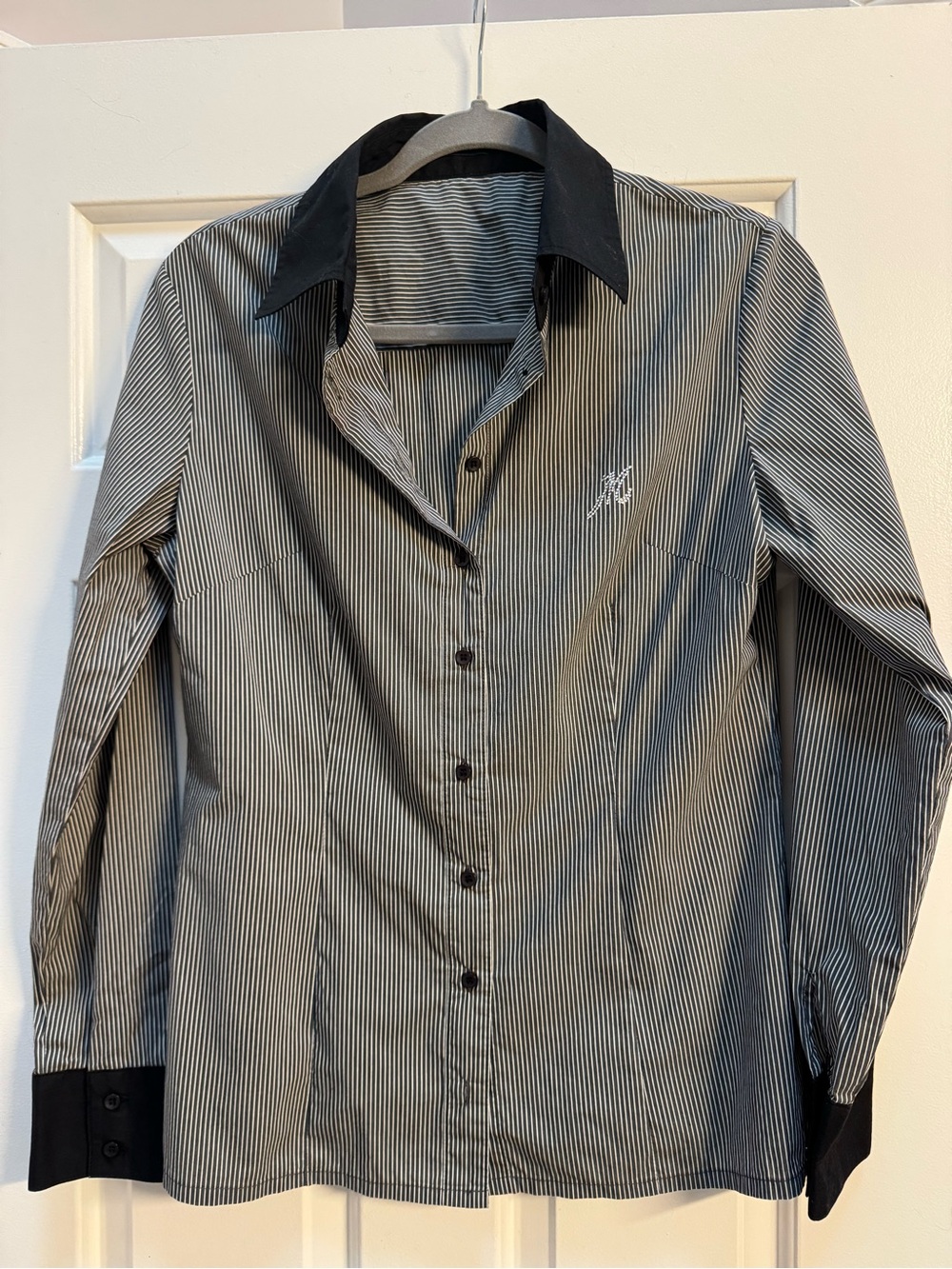 Motivi Black & White Pinstripe Button-Down Shirt